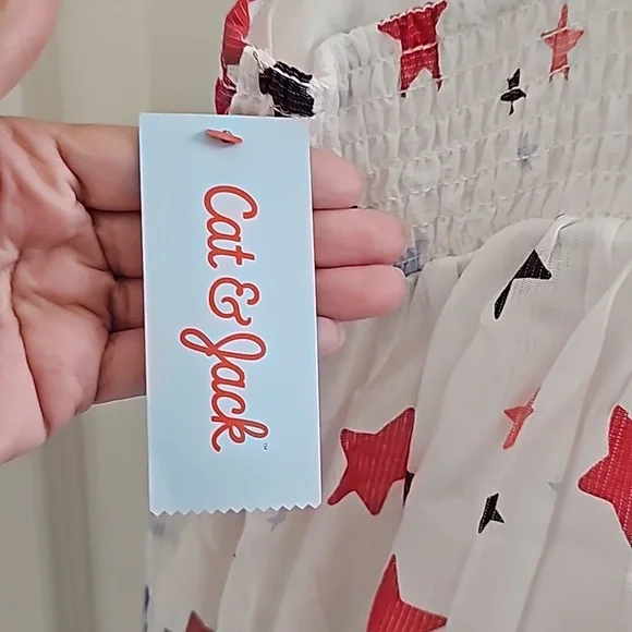 Cat & Jack white summer dress with red and blue multi star summer dress - Picture 6 of 14